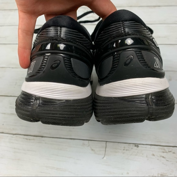 Asics Gel Nimbus 21 Black Silver Athletic Shoes FlyteFoam - Picture 10 of 16